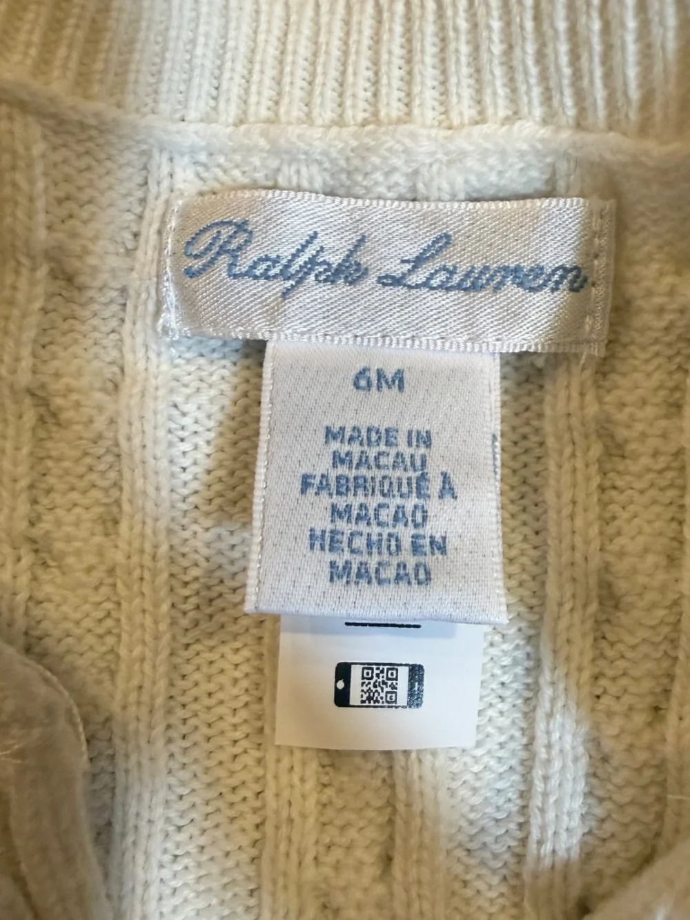 Ralph Lauren Baby Girls Mini Cable Knit Cardigan Warm White 6M